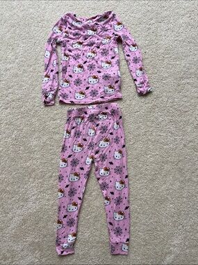 Hello Kitty Pink Spiderweb Print Long Sleeve Pajama Set